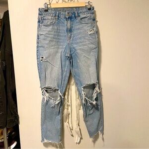 American Eagle Strigid Curvy Mom Jeans Ripped Knees